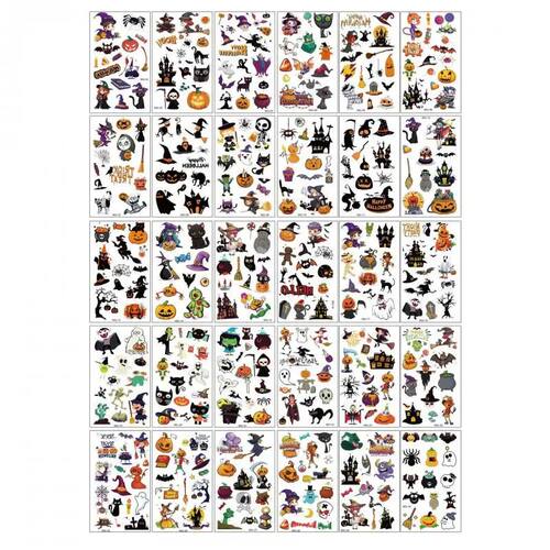 30Pcs/set New Halloween Pumpkin Temporary Tattoo Stickers Ba