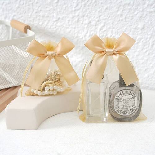 50pcs/Lot Bowknot Organza Gift Bag Multicolor Drawstring Chr