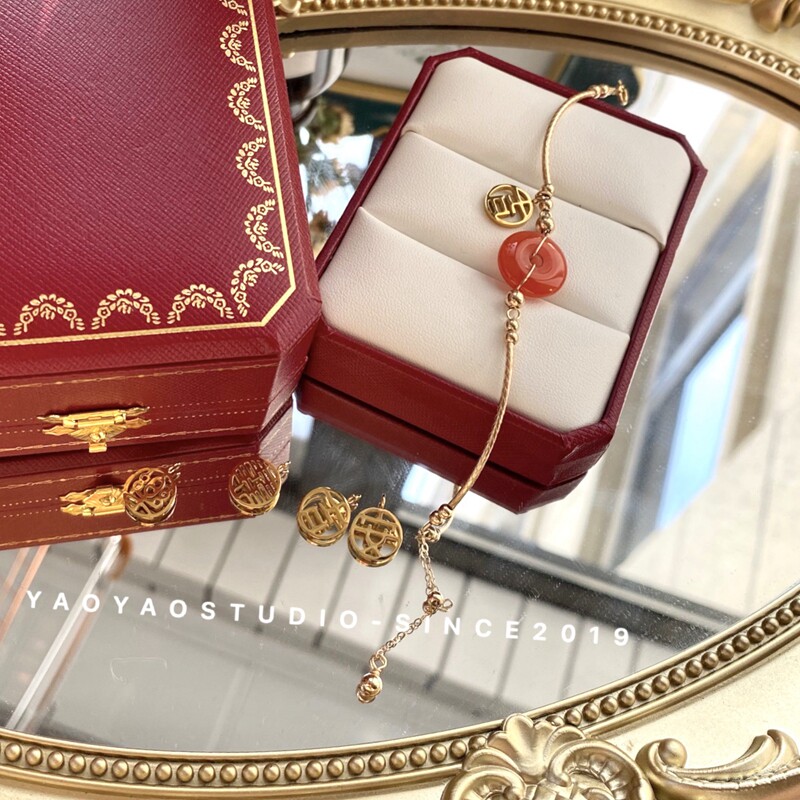 [평화와 기쁨. 부드러운 삶] 오리지널 사천 아이스 시드 남부 레드 안전 버클 14K 미국 금으로 채워진 여성용 팔찌