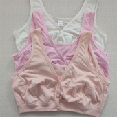 妈妈内衣女纯棉大码 前扣文胸无钢圈中老年人背心式 哺乳喂奶胸罩