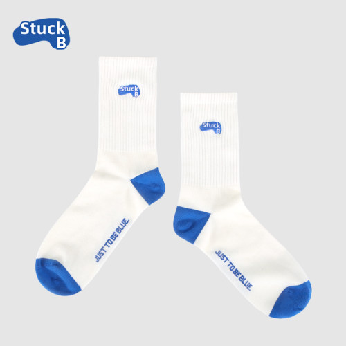 StuckB抗菌情侣款5A棉刺绣运动袜