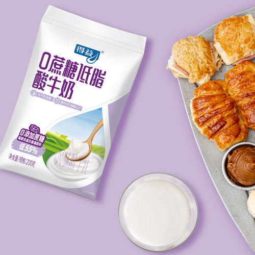 得益0蔗糖低脂酸牛奶200g*10袋风味酸牛奶低温酸牛奶口感丝滑 - 封面