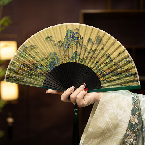 国风扇子折扇古风夏天便携小巧新中式汉服拍照专用舞蹈扇开合丝滑