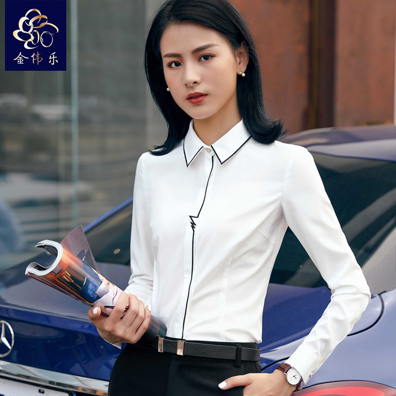 衬衫女长袖职业白领面试正装工装工作衬衣商务酒店销售2019秋新款
