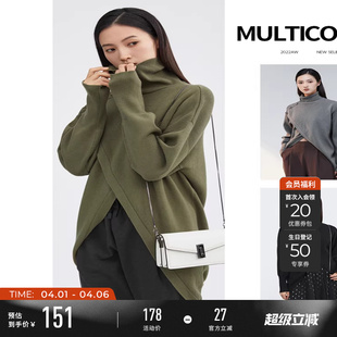 气质高领不规则宽松慵懒黑色针织衫 S214Z3501 时尚 sdeer圣迪奥女装