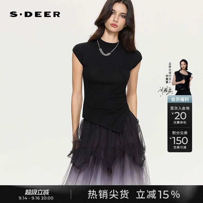 sdeer不规则基础款打底针织衫图片
