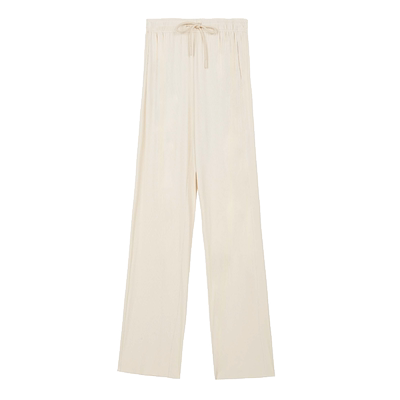 s.deer抽绳松紧碎褶垂坠直筒长裤