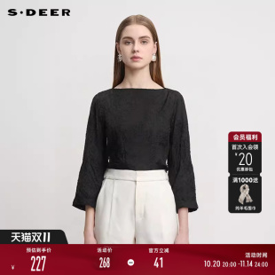 衬衫 田园风圆领印花喇叭袖 S252Z3225 25年新品 sdeer圣迪奥女装