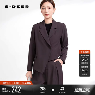 sdeer圣迪奥春秋装 西装 领不对称垂坠西装 外套S233Z2218 女装