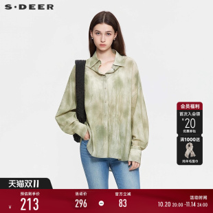 S25360503 文艺翻领晕染不规则宽松衬衫 sdeer圣迪奥女装 25年新品