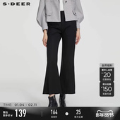 休闲松紧拼接插袋喇叭长裤 sdeer圣迪奥春装 女装 S231Z0816