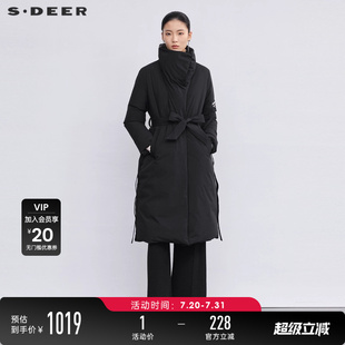 羽绒服S224Z2401 高领撞色字母收腰长款 sdeer圣迪奥冬装 女装