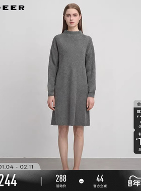 sdeer圣迪奥冬装女装罗纹圆领基本款宽松长款针织衫S244Z3507