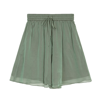 s.deer抽绳松紧插袋雪纺A字短裤