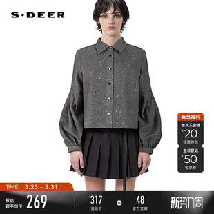 衬衫 OL风翻领压褶拼接宽松长袖 S261Z0505 26年新品 sdeer圣迪奥女装