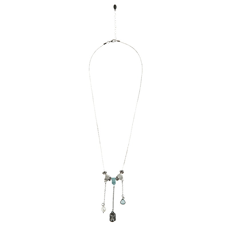 sdeer复古撞色圆环吊坠项链