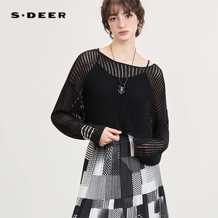 S262Z3511 sdeer圣迪奥慵懒镂空吊带两件套针织衫 好物体验专享