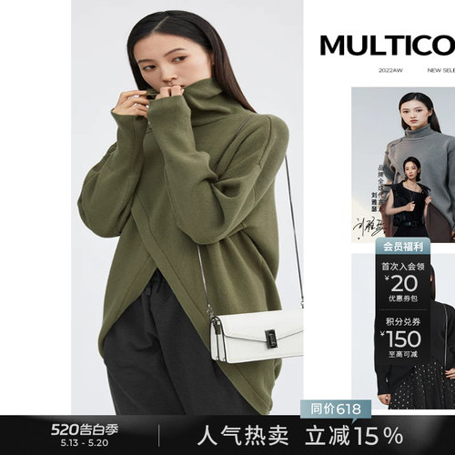 sdeer不规则宽松慵懒黑色针织衫