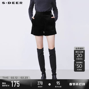 sdeer圣迪奥冬装女装撞色字母飘带灯芯绒A字短裤S21480909