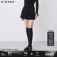 sdeer圣迪奥冬季 休闲插袋压褶不规则黑色A字短裤 S21480915