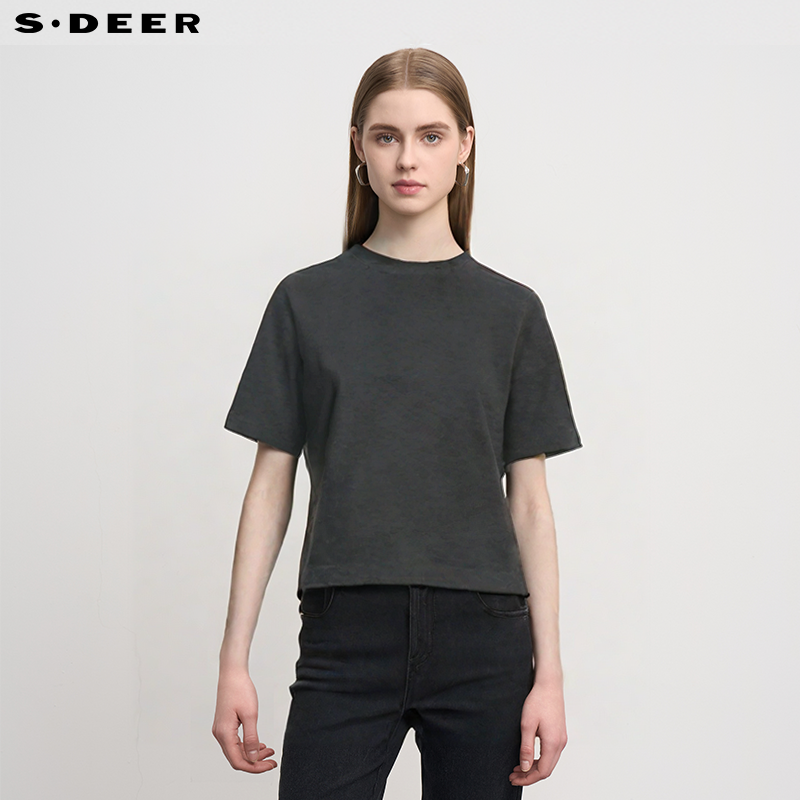 s.deer简约基本款落肩袖宽松T恤