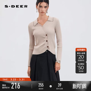 针织衫 OL风翻领不规则修身 S253Z3534 春秋装 sdeer圣迪奥女装