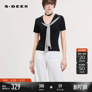 针织衫 学院风海军领条纹修身 S262Z3507 26年新品 sdeer圣迪奥女装