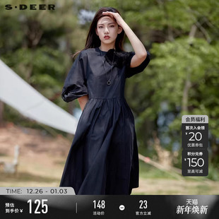 sdeer圣迪奥不规则原创设计甜美公主袖 茶歇连衣裙女S20181213 法式