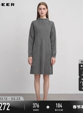 sdeer圣迪奥冬装女装罗纹圆领基本款宽松长款针织衫S244Z3507
