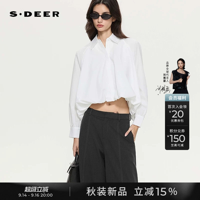 sdeerOL风翻领不规则插肩袖衬衫图片