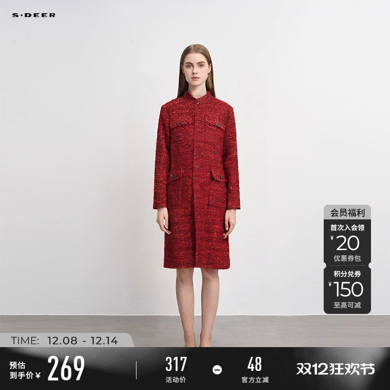 s.deer小香风泡泡袖羽绒服