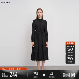 裙S241Z1269 木耳边圆领收腰蛋糕裙衬衫 sdeer圣迪奥春装 女装