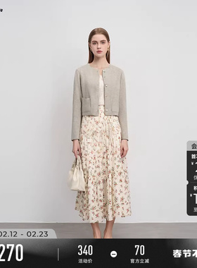 sdeer圣迪奥冬装女装小香风圆领单排扣双面呢短款大衣S244Z2601