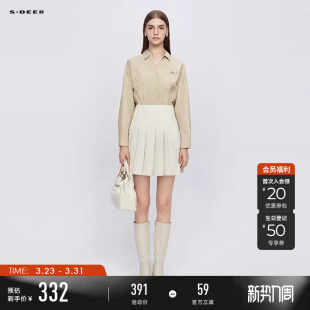 衬衫 sdeer圣迪奥春秋装 胸针压褶长袖 OL风翻领时尚 S25380514 女装