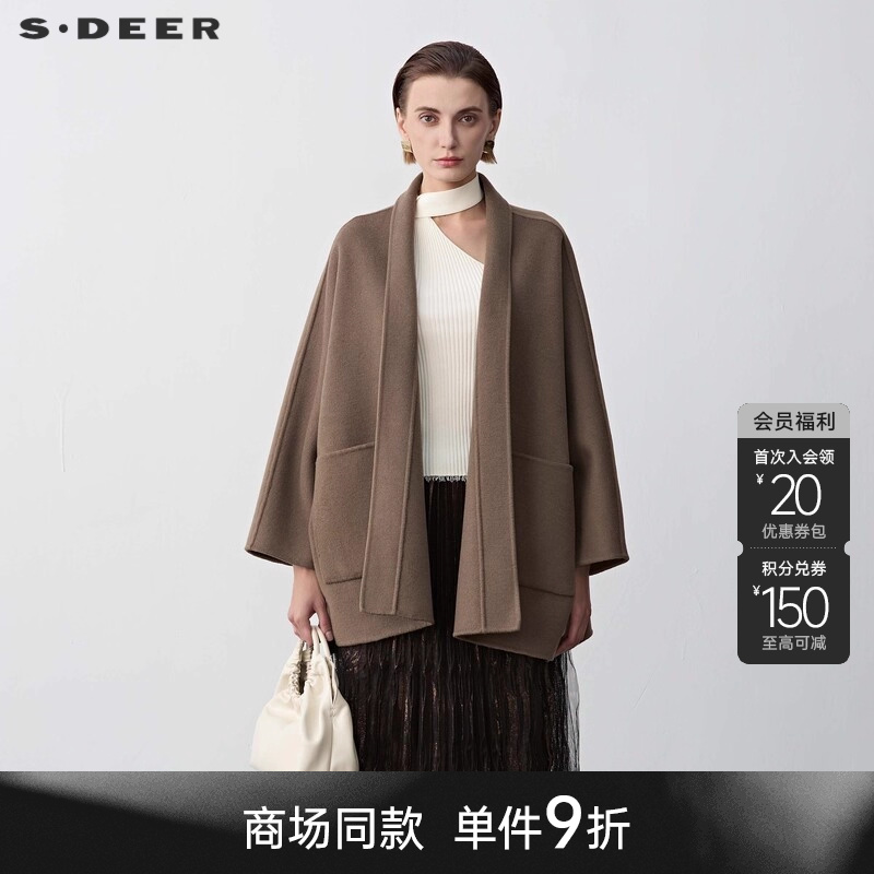 sdeerOL风时尚宽松开衫毛呢大衣