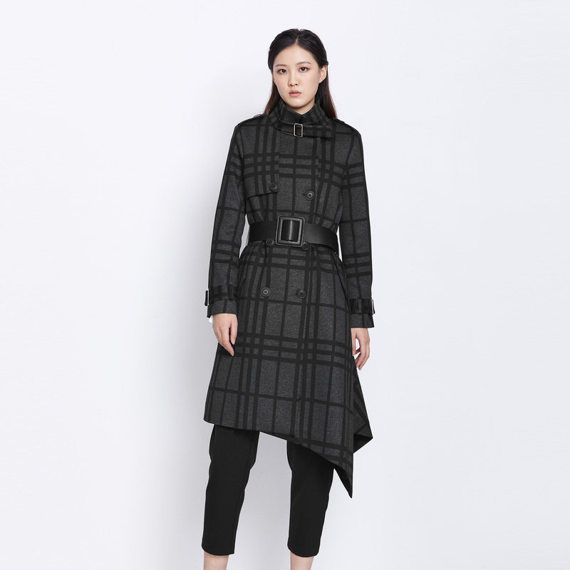 sdeer圣迪奥女装秋季通勤双排扣格纹不规则长款风衣S21381818使用感如何?