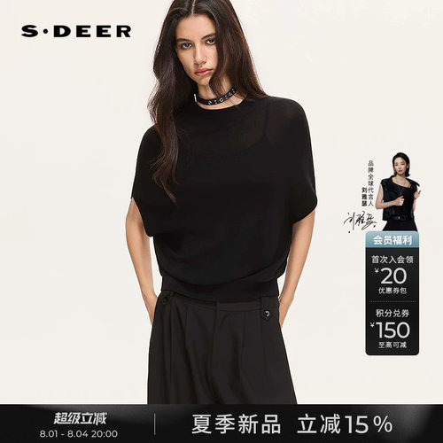 sdeer圆领茧型宽松针织衫
