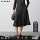 sdeer圣迪奥冬季 女装 OL风高腰百褶条纹毛呢A字伞裙S23481111