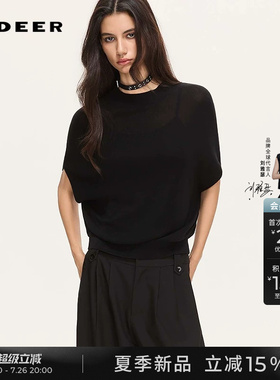sdeer圣迪奥女装26年夏季罗纹圆领茧型莱赛尔宽松针织衫S262Z3537