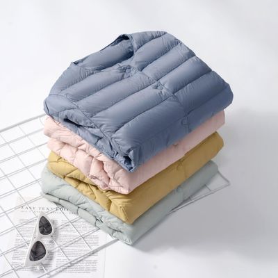 纯色短款长袖简约羽绒服女新款时尚圆领鸭绒秋冬外套