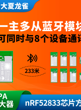 大夏龙雀1连8主机蓝牙模块无线串口透传输BLE5.1组网模组BT33