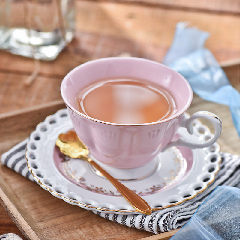 英式出口色土咖啡杯碟创意陶瓷茶水杯下午茶具酒店简约时尚花茶杯