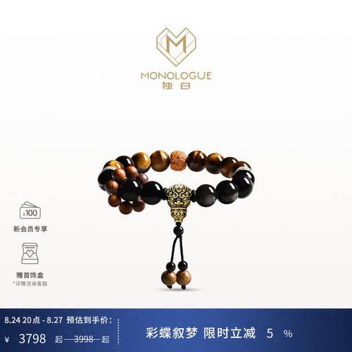 MONOLOGUE独白北纬三十度复古黄金浮雕貔貅手串MRV101生日礼物