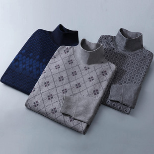 全棉爸爸保暖内衣套装 中老年人衬衣衬裤 打底 纯棉高领秋衣秋裤 男士