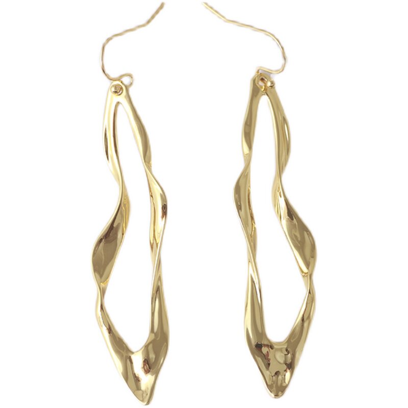 特价欧美冷淡风ins极简几何缠绕线条简约时尚长款显脸瘦耳环耳饰