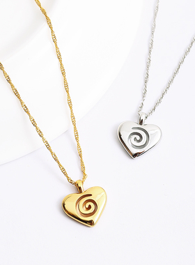 小众女怦然心动漩涡爱心项链