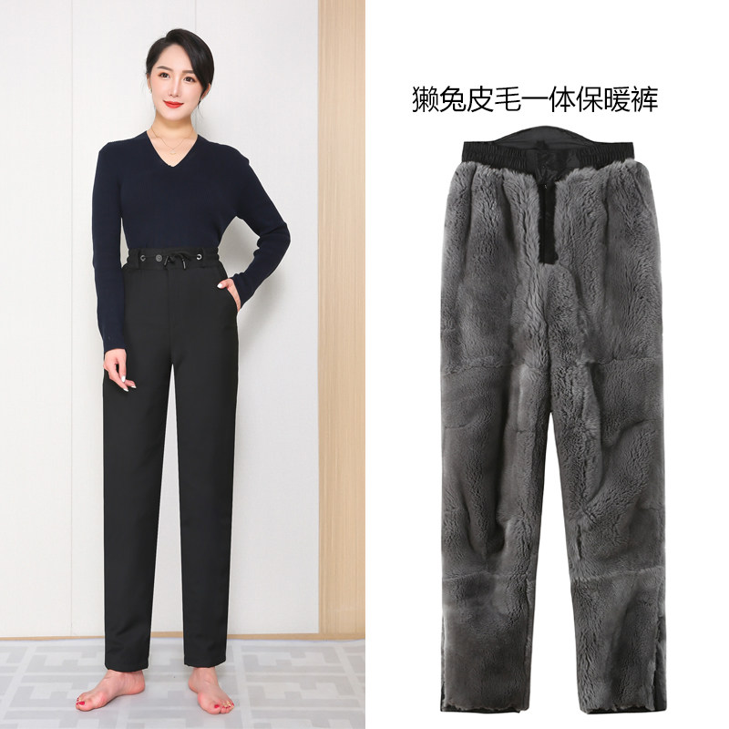 海宁獭兔皮毛一体皮草皮裤中老年妈妈2025年内穿加绒棉裤女装冬款,女装/女士精品,棉裤/羽绒裤,淘宝优惠券,粉丝福利购,淘宝优惠卷