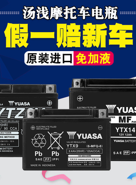 YUASA汤浅摩托车电瓶12V蓄电池雅马哈踏板车125光阳CT铃木250通用