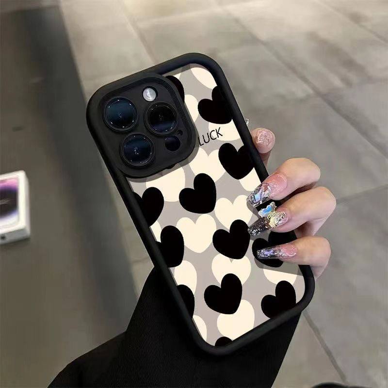 幸运爱心适用iPhone16promax手机壳15新款14苹果13/12网红11/17文艺7plus/8镜头全包xr防摔xsmax/se2/3保护套