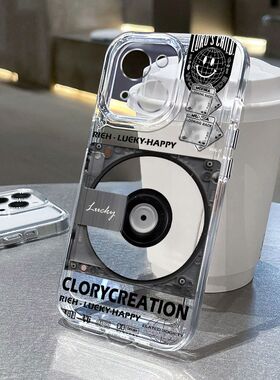 黑白唱片英文cd适用苹果15手机壳新款iPhone14/13/12mini/11promax个性潮iphone17/16plus女xr/xs/max小众套